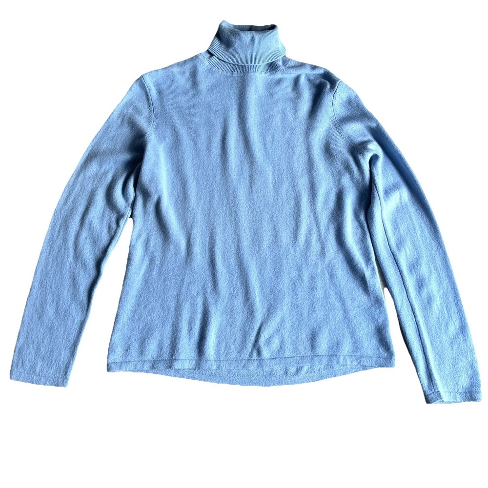 Pendleton 100% Cashmere Turtleneck Sweater Women's Large Sky Blue Lightweight
